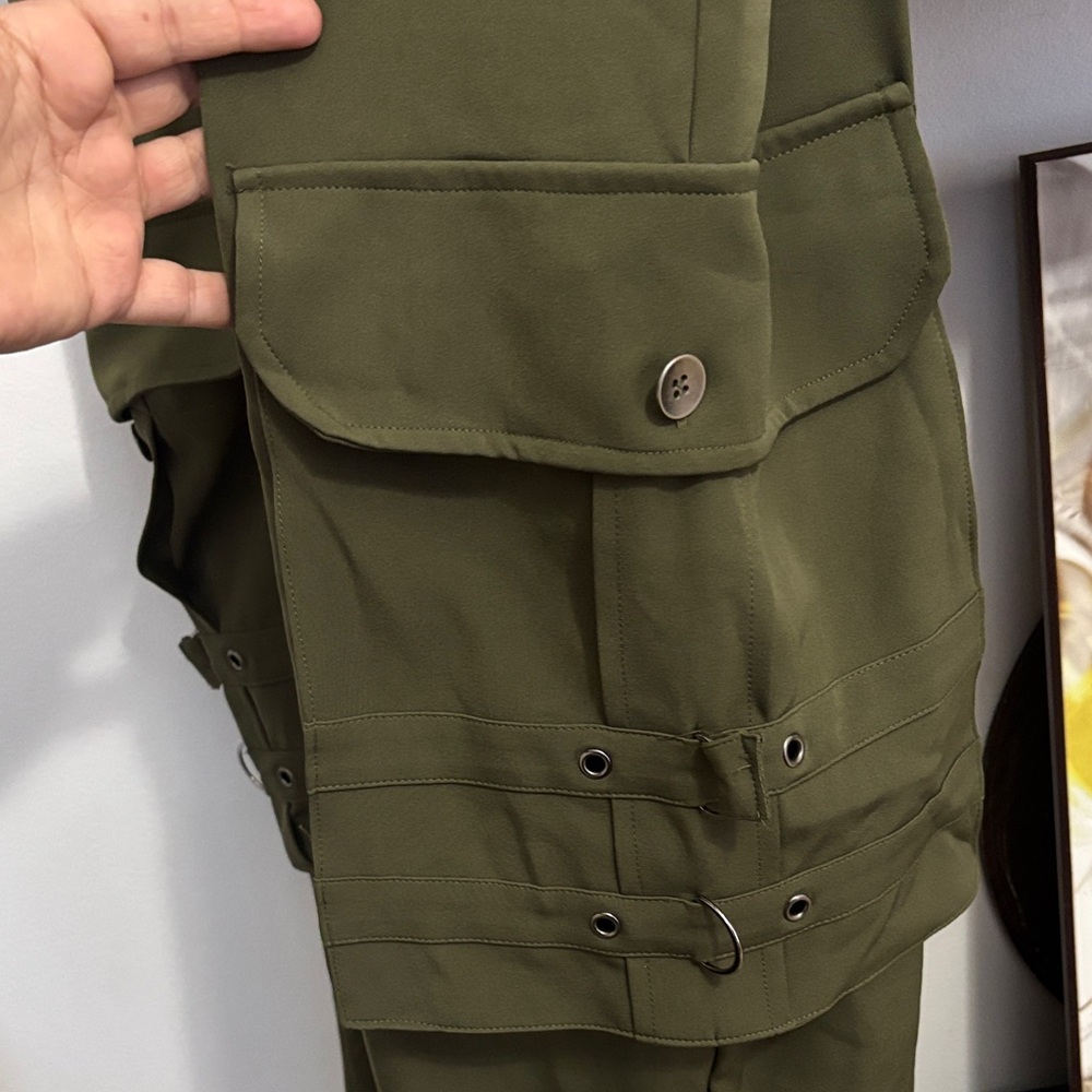 Fashion Nova Olive Utility Jumpsuit Size S Cargo Chic One Piece - Picture 6 of 13